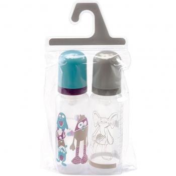 Thermobaby 2 PP Botellas Monster / Savannah goma Chupete transparentes 330 ml
