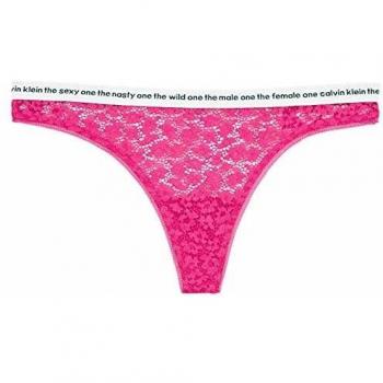 Calvin Klein Women Tanga De Encaje Conversacional, Emoción XS-Size 8 Rosa
