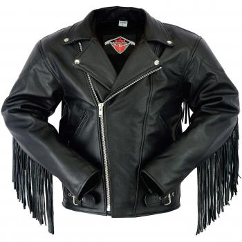 Texpeed Mens Quality Leather Marlon Brando Style Motorcycle Jacket With Tassles - 5XL