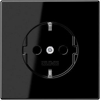 JUNG Child-Safe Schuko Socket Outlet with Protective Contact, Black LS990