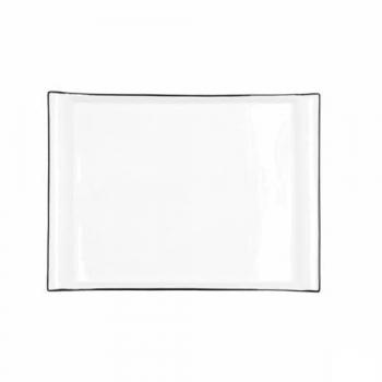 Bandeja de Aperitivos Quid Gastro Cerámica Blanco y Negro 31 x 23 cm (6 Unidades)