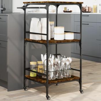 Carrito de cocina Smoke Oak 60,5x50x105 cm Madera multicapa