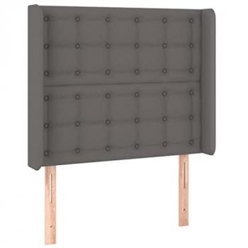 Cabecero con orejas cuero sintético gris 83x16x118/128cm