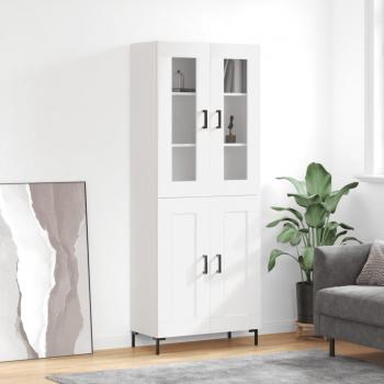Aparador alto de madera contrachapada blanco 69,5x34x180 cm