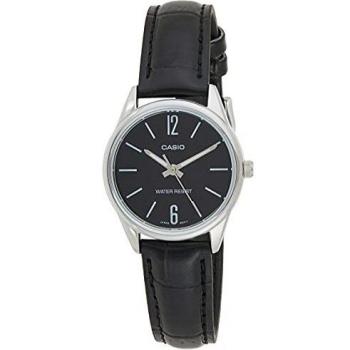 Casio Women's Analog Watch LTP-V005L-1B with Black Dial and Leather Strap