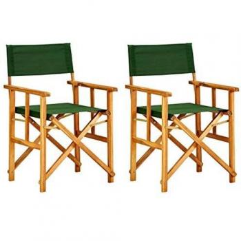vidaXL Director's Chairs 2 pcs Solid Acacia Wood Green