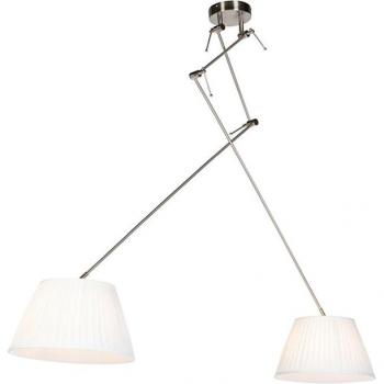 Lámpara colgante clásica de acero con pantallas plisadas crema 35 cm - BLITZ II