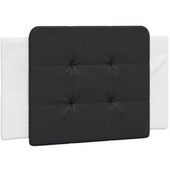 Cabecero de cama acolchado en cuero sintético negro y blanco de 90 cm