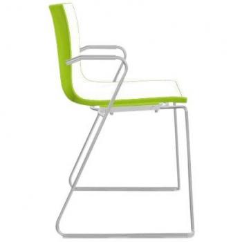 arper Catifa 46 0287-Silla Bicolor patín cromoado Blanco/Verde/Carcasa Brillante/Dentro Mate/Soporte Cromado