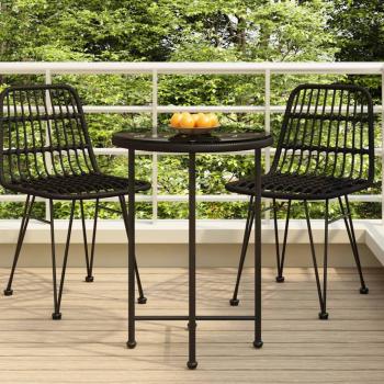 vidaXL Dining Table Black Ø55 cm Tempered Glass and Steel