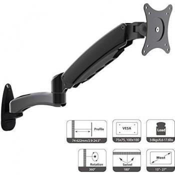 HFTEK Soporte para Montaje en Pared y Pantallas de 15 a 27 Pulgadas con VESA 75 / 100 -