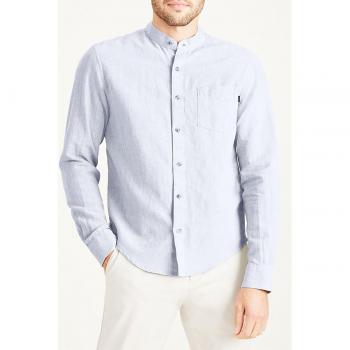 Dockers - Camisa de hombre regular fit de manga larga, color blanco y cuello mao