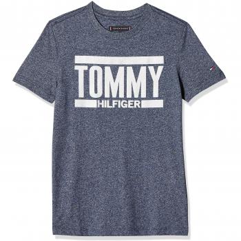 Tommy Hilfiger Essential+ Logo tee S/s, Camiseta para Niños, Azul