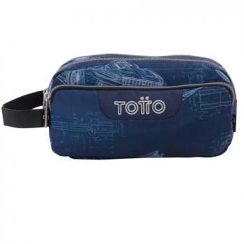 Estuche Escolar Agapec Blueprint, 3 Compartimentos, Grande, Dimensiones 23 x 11.5 x 10.5 cm, Asa Lateral, Tiradores Ergonómicos con PVC, Tejido Resistente,