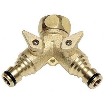 SATURNIA Adaptador Manguera Laton 2 Tomas para Grifo 3/4