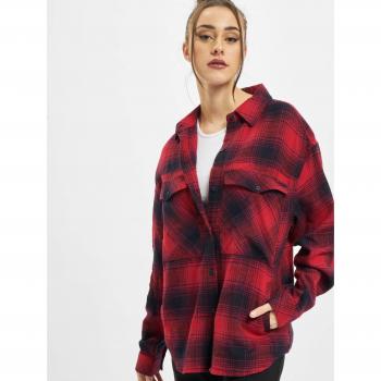 Urban Classics Women's Dark Blue/Red Check Overshirt