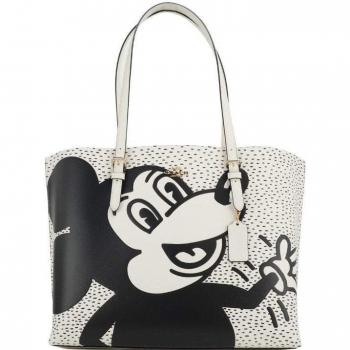 COACH (C6978) Mickey Mouse X Keith Haring Mollie Large Leather Shoulder Tote Bag