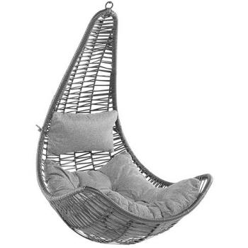Silla Colgante de Ratán Sintético Negro Columpio en Forma de Huevo Estilo Rústico Boho Atri II