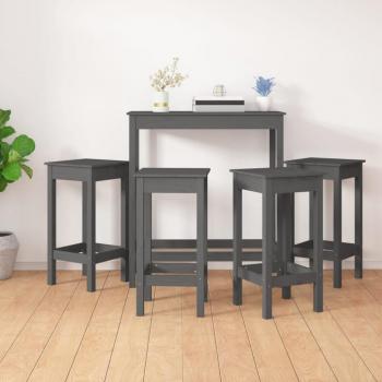 Set de bar 5 piezas madera maciza de pino gris