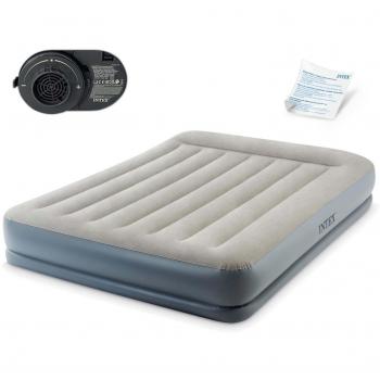Cama Hinchable Intex 64118ND - Materasso Dura-Beam Pillow Rest Mid-Rise Matrimoniale Autogonfiante, 152x203x30 cm