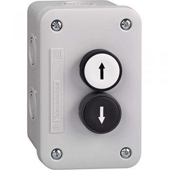 Estación de control Schneider Electric IP54 con botón pulsador blanco y negro, 2 aberturas XALE2221