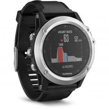 Garmin Fenix 3 HR - Reloj multideporte con GPS y sensores ABC, con pulsómetro en la muñeca, color Plata/Correa Negra, Talla única