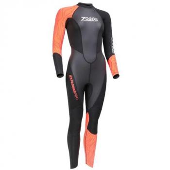 Traje de Neopreno Mujer Zoggs Explorer Pro Manga Larga Negro Naranja Talla L