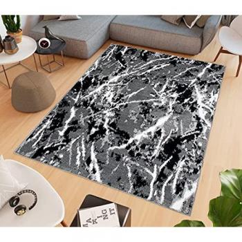 Alfombra de Salón y Baño 60x120 cm Efecto Mármol Pelo Corto Gris