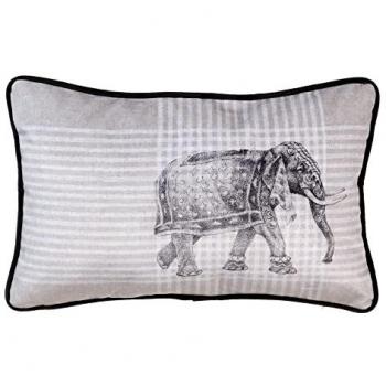 Cojín Elefante de Terciopelo Negro y Gris 45 x 30 cm con Relleno