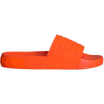 Orange Logo Detail Rubber Slides Sandals - Women's Beachwear Size 8 US
