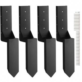 Heavy Duty Fence Post Anchor Repair Kit - 6 Pack Steel Support Stakes for Broken Wooden Posts