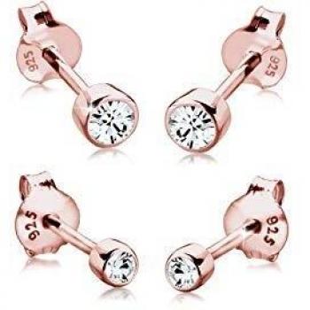Elli Pendientes para damas set básico con cristales en plata esterlina de ley 925