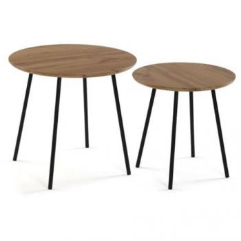 Juego de 2 mesas auxiliares Versa Metal Madera MDF 50 x 49 x 50 cm (2 Unidades)