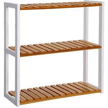 Estante de Baño Ajustable de Bambú con 3 Niveles y Montaje en Pared