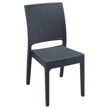 Dark Grey Wicker Weave Patio Dining Chair (Pack of 2)