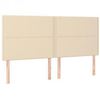 Cabecero con luces LED tela crema 200x5x118/128 cm
