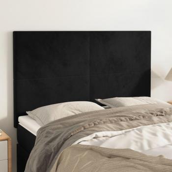 Cabeceros de terciopelo negro (4 unidades) 72x5x78/88 cm vidaXL