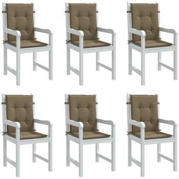 Cojines de Silla con Respaldo Bajo 6 Piezas Tortortorra Mélange Fabric, Tela Taupe Mélange, Dimensiones 100x50x4 cm, Color Gris Topo
