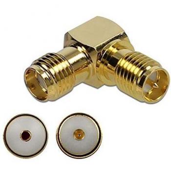 Adaptador SMA hembra a RP-SMA hembra 90° 10 GHz