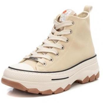 Zapatilla de Mujer Refresh 172317 Beige con Cordones y Cremallera Lateral, Estilo Deportivo