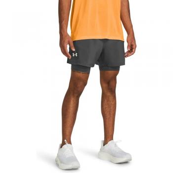 Pantalón corto 2-en-1 Under Armour Launch 5 gris humo - 3XL