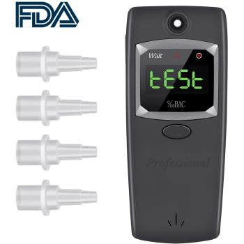 Alcoholímetro Electroquímico Oasser Respiratorio Digital Pantalla LED Incluye 4 Boquillas Desechables FAD