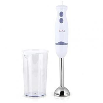 Batidora de mano Orbegozo 2 velocidades 400W con vaso mezclador 600ml y cuchilla de acero inoxidable