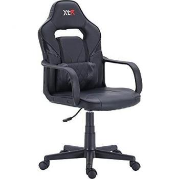 XTR-X10, Silla Gamer, Silla de Oficina Gaming Estudio o Escritorio, Acabado en Símil Piel Negro y Carbono, Medidas: 57 cm