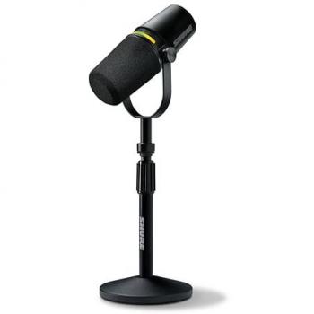 Shure MV7+ XLR/USB-C Hybrid Cardioid Dynamic Podcasting Microphone Bundle with Stand, Black