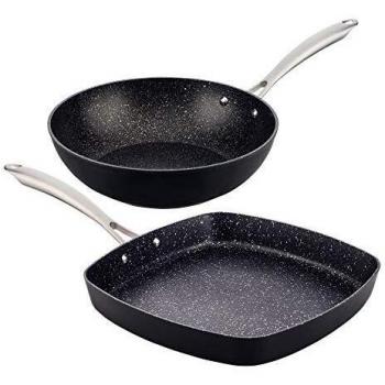 San Ignacio Set Gran Formato 28 Vita Wok Ø28x8 cms y Sartén Grill/asador 28x28 Aluminio Forjado inducción