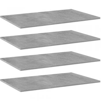 Estantes para librería 4 piezas gris hormigón 80x50x1,5 cm madera de ingeniería