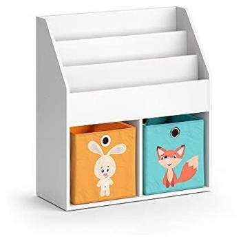 Estantería Infantil Luigi, Blanca, 72 x 79 cm con 2 Cajas Plegables