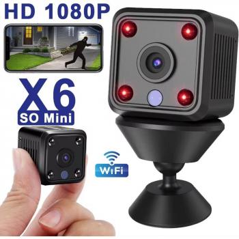 Cámara IP Mini X6 HD 1080P Wifi Inalámbrica de Seguridad con Batería Incorporada y Visión Nocturna para Hogar Inteligente