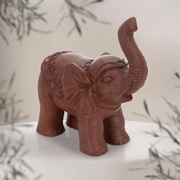 Figura decorativa elefante de jardín 36 x 19 x 39 cm marrón, diseño oriental, resistente a la intemperie, para interior y exterior, escultura Feng Shui de la riqueza